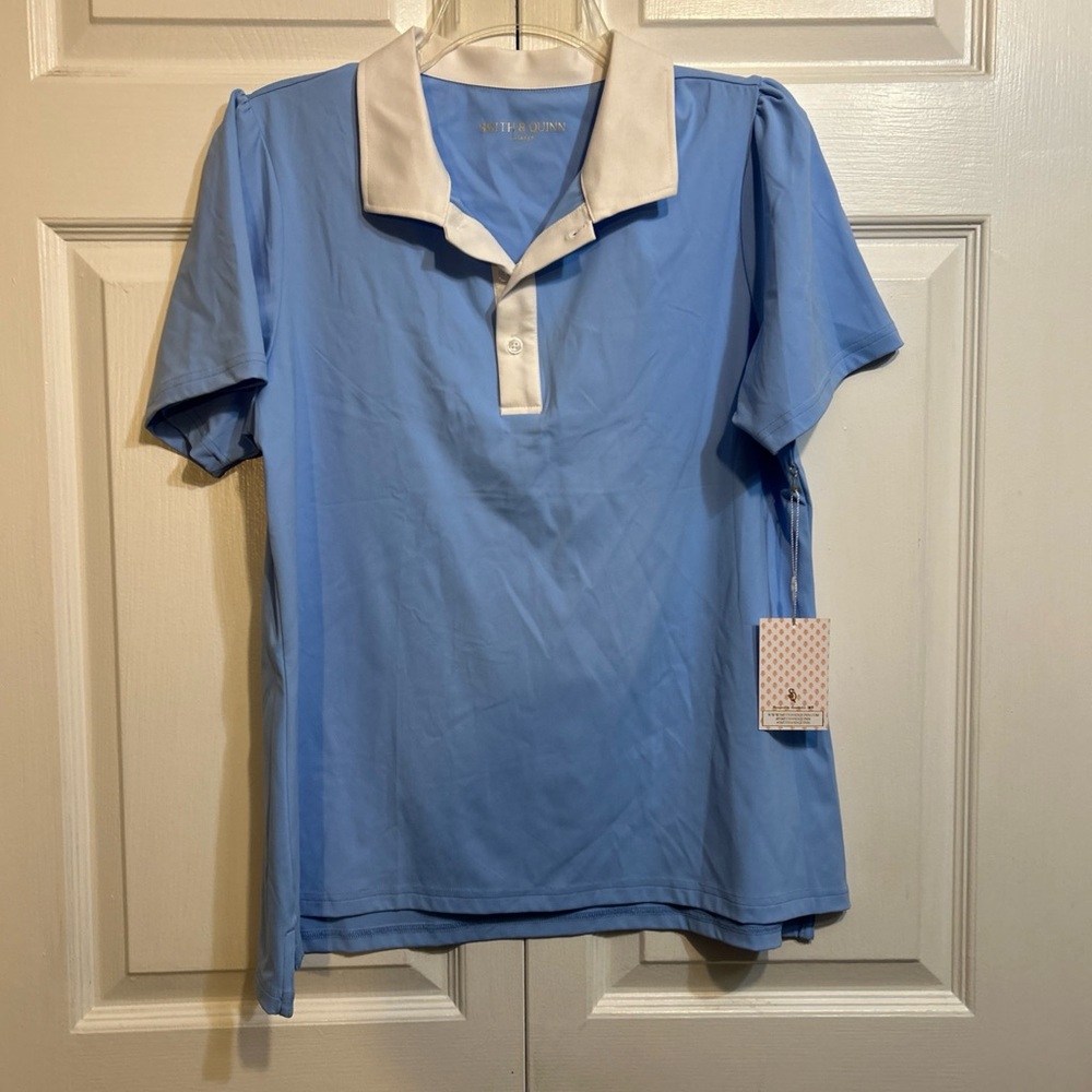 NWT Smith & Quinn Top Women’s Size XL X-large Golf Polo Shirt Blue White